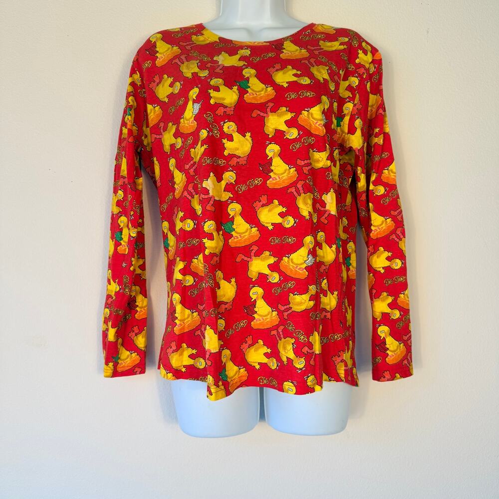 H&M Sesame Street Big Bird Allover Print Long Sleeve Shirt Medium